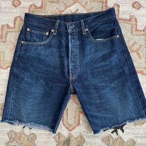 Levi's Dark Blue Denim Bermuda Cutoff Shorts 32 Button Fly